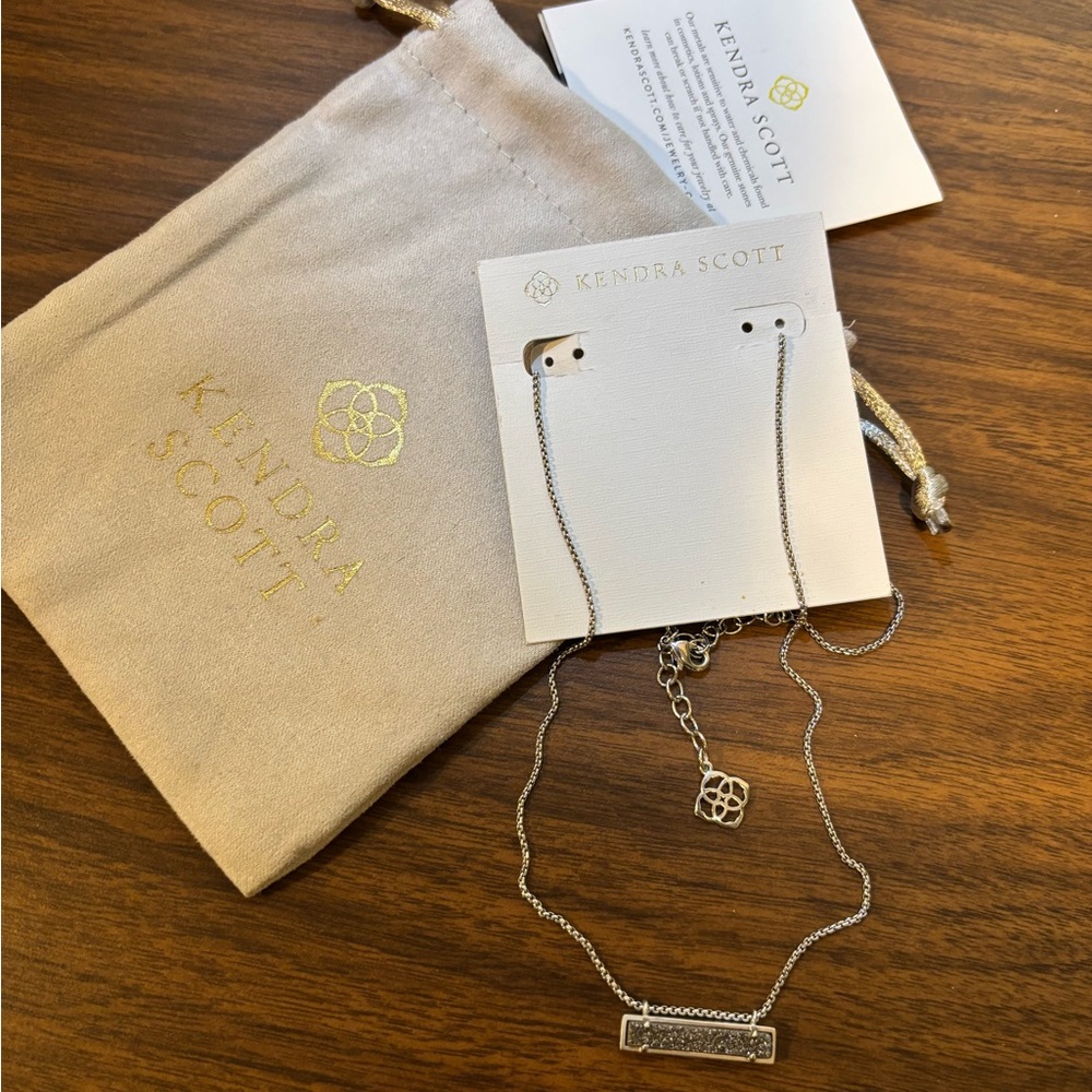 Kendra Scott Rectangular Silver Drusy Necklace - image 2